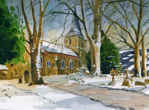 Littlebourne Church in the Snow, Kent, Watercolour Print, English Landscape, Fine Art Print ...