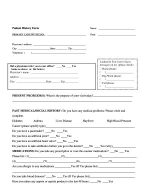 Patient History Form Pdf Templates Fillable Printable Samples For