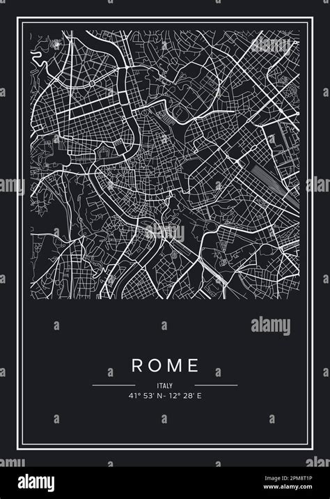 Mapa Imprimible En Blanco Y Negro De La Ciudad De Roma Dise O De