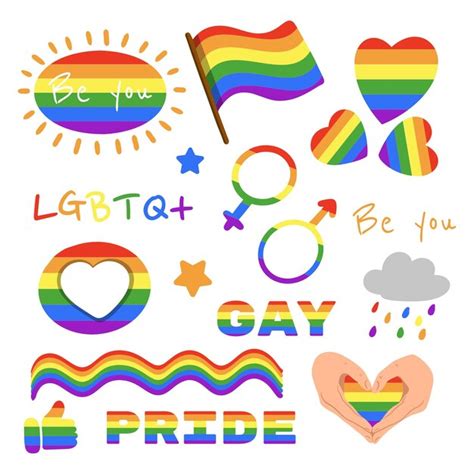 Premium Vector Vector Set Of Lgbtq Community Symbols With Pride Flags