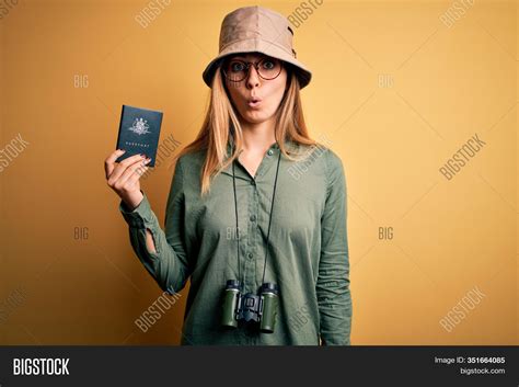 Blonde Tourist Woman Image Photo Free Trial Bigstock