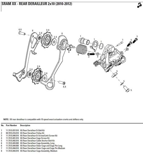 Bike Derailleur Parts Diagram 2010-2012 Sram Xx Rear Deraill