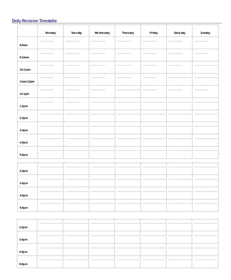 Free 9 Sample Revision Timetable Templates In Pdf Ms Word Inside