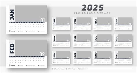 Premium Vector 2025 Desk Calendar 12 Page Template Desk Calendar 2025