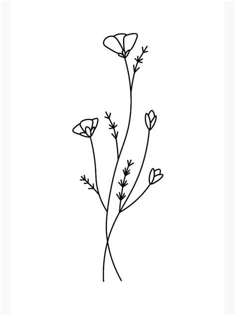 Black And White Minimalist Flowers Art Board Print For Sale By