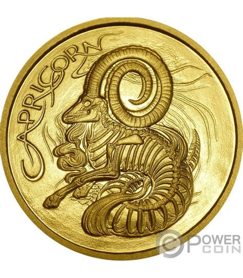 CAPRICORN Memento Mori Zodiac Skull Horoscope Gold Coin 2015