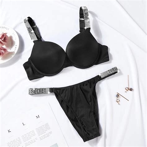 Jual Kode O24q Victorias Secret Set Bra Push Up Cetak Huruf V Wanita