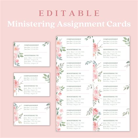 Relief Society Ministering Assignment Printable Card Etsy