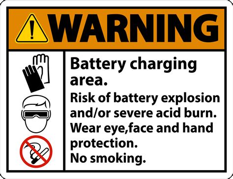 Warning Battery Charging Area Sign On White Background 7798280 Vector