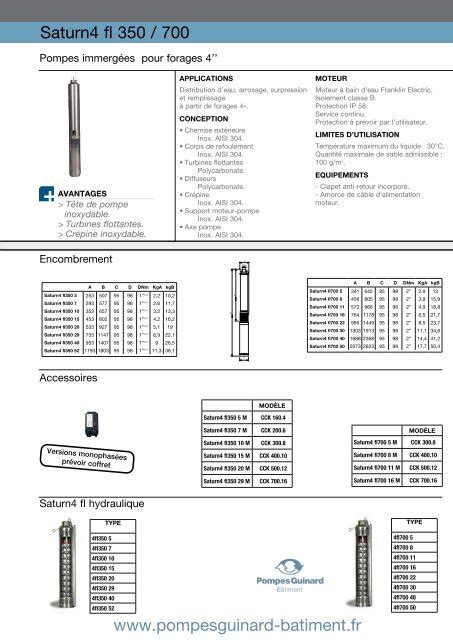 Catalogue Pompes Forage Guinard Saturn Midi Bobinage