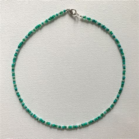 Turquoise Seed Bead Necklace Seed Bead Necklace Seed Bead Etsy