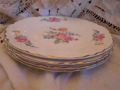 Vintage Floral China Gold Rim Dinner Plates Scalloped Edge Etsy