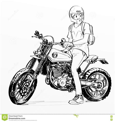 Cool Man Riding Motorcycle Stock Illustration Illustration Of Drawing