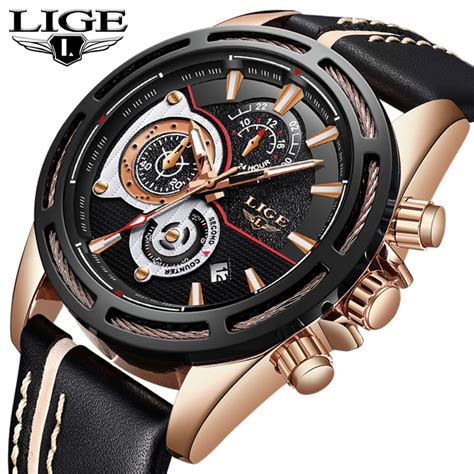 Lige Watch Men Fashion Sport Quartz Leather Clock Mens Watches Top Brand Luxury Gold Waterproof