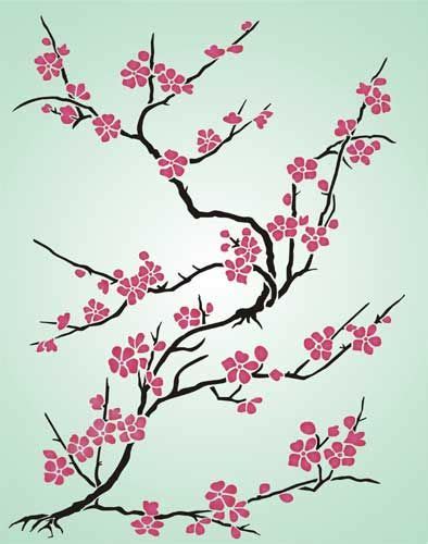 Cherry Blossom Japanese Stencil Design from Stencil Kingdom | Cherry ...