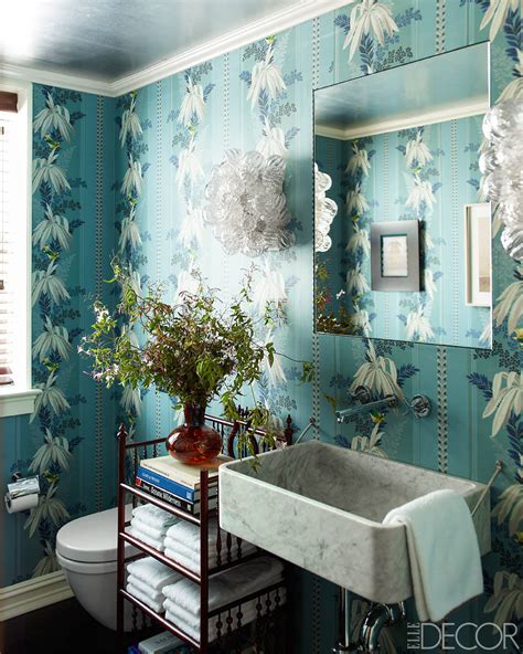 15 Bathroom Wallpaper Ideas Wall Coverings For Bathrooms Elle Decor