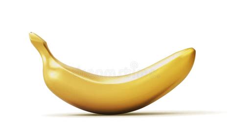 Realistic Golden Banana Isolated On White Background 3d Template For