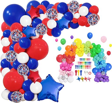 Perpaol 145pcs Red White And Blue Balloon Arch Garland Kit