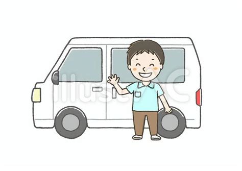 送迎車と介護スタッフ（男性）イラスト No 22421507／無料イラストフリー素材なら「イラストac」