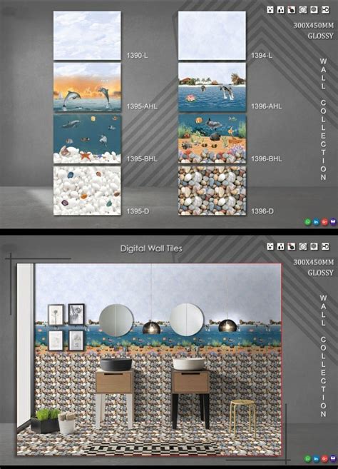 Digital Glossy 12x18 Ceramic Bathroom Wall Tiles Size 30 45 Cm