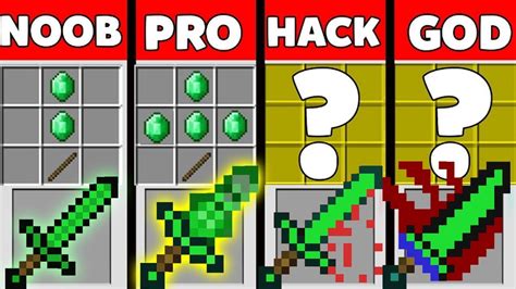 Minecraft Battle Emerald Super Sword Crafting Challenge Noob Vs Pro