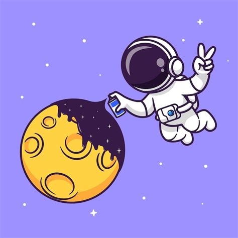 Lindo Astronauta Sosteniendo La Estrella Y Sentado En La Ilustración Del Icono Del Vector De