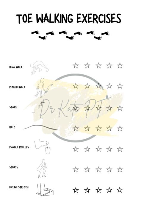 Kids Toe Walking Exercises Physical Therapy Handout and Exercise Chart - Etsy