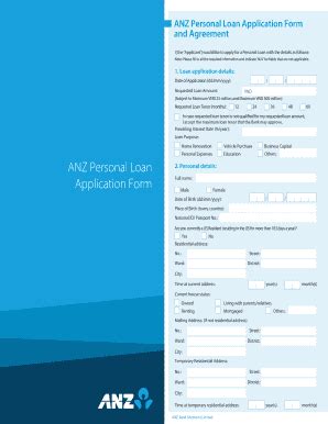 Anz Personal Loan Application Form Pdf Fill And Sign Printable