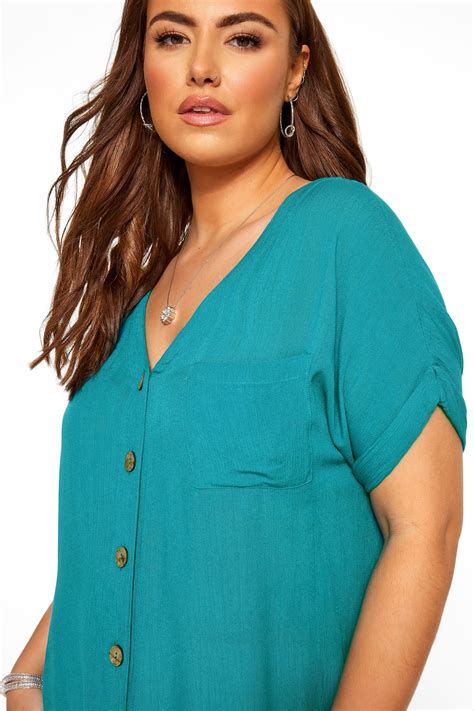 Top Bleu Turquoise Noué à Lavant Grande Taille 44 64 Yours Clothing