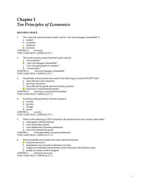 Chapter 1 Economics 1 Chapter 1 Ten Principles Of Economics Multiple