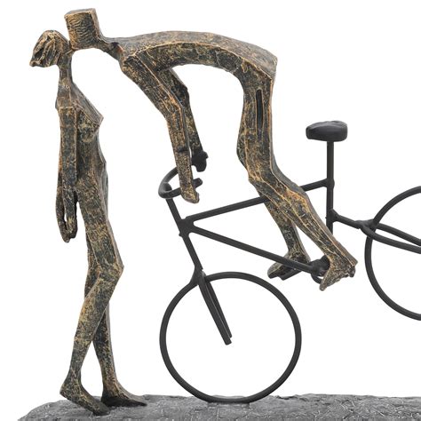 Décor Sculptures Figurines Home Garden Kissing Couple W Bike