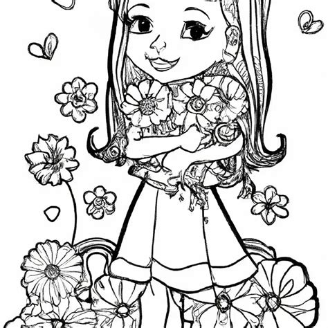 Encantadores Desenhos De Menina Flores Para Imprimir E Colorir