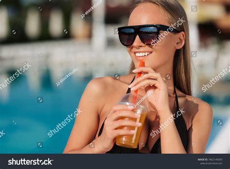 Attractive Girl Bikini Drinking Cocktail Posing Stock Photo Shutterstock