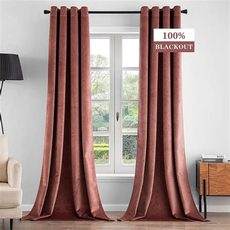 Amazon ANRODUO 100 Blackout Velvet Curtains 84 Inches Long Dusty