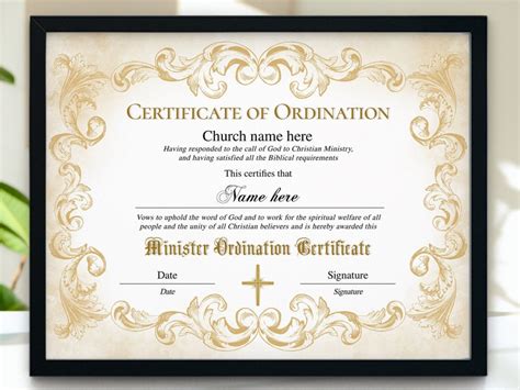 Minister Ordination Certificate Template Elegant Deacon Ordination Editable Printable