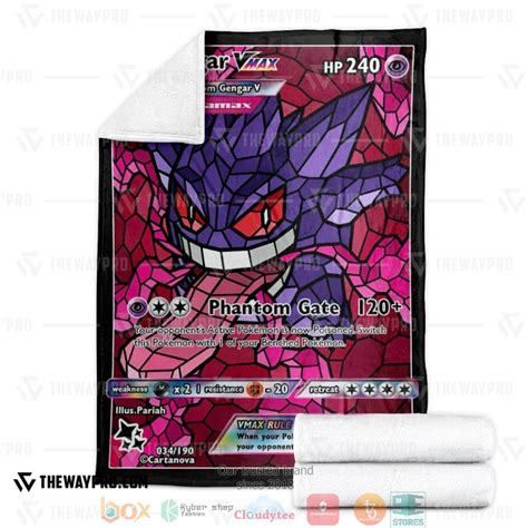 BEST Card Gengar Hybrid Vmax Proxy Stain Glass Pokemon Soft Blanket