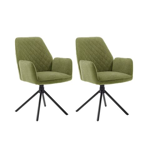 Lot De Fauteuils Repas Pivotants X X Cm En Tissu Vert Maison