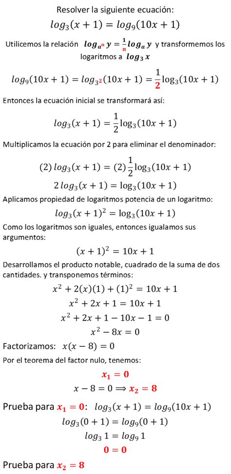 Ejemplos Resueltos De Ecuaciones Logar Tmica Con Diferentes Bases