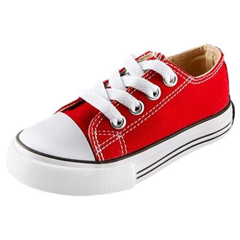 Mvlsoct Boys And Girl Low Top Canvas Kids Lace Up Sneakers Red Amazon