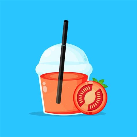 Premium Vector Tomato Juice In Plastic Cup Icon