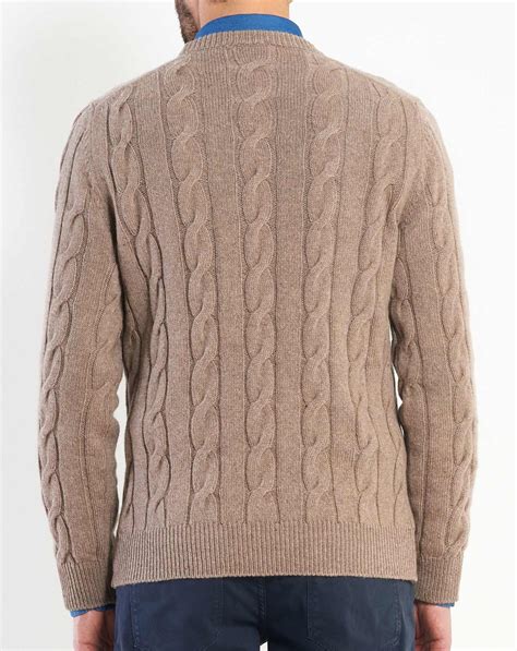 Mens Cashmere Cable Knit Crew Neck Maisoncashmere