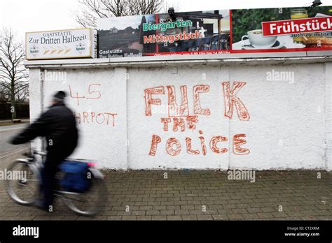 Anti Police Graffiti Fuck The Police At A Wall Of A Building Stock Photo Alamy