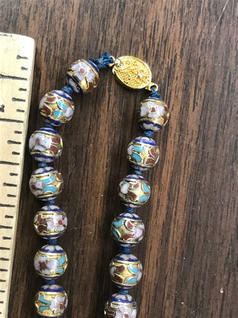 Vintage CHINESE Cloisonne Enamel Hand Knotted Bead NE Gem