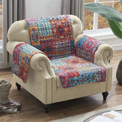 Barefoot Bungalow Indie Reversible Arm Chair Furniture Protector Cover - 81x81" Spice - Walmart.com