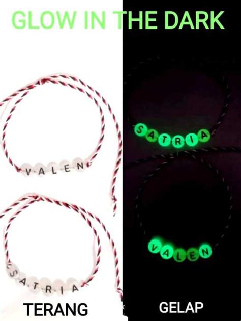 Gelang Tali Viral Tridatu Etnik Nama Dan Inisial Mote Glow In The Dark