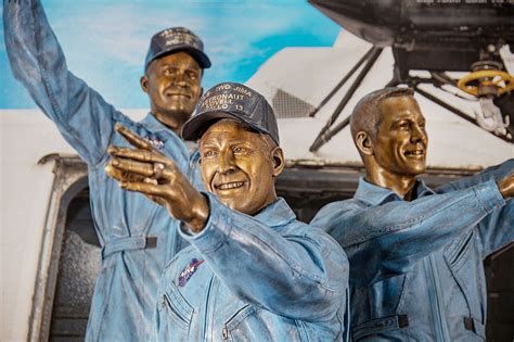 Apollo 13 Astronauts Statue Touches Down At Space Center Houston