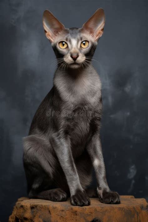 Ai Generated Illustration Of A Gray Domestic Cat With Bright Yellow