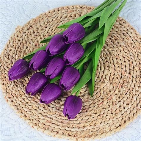 FLEUR SECHEE A 09 10pcs Bouquet De Fleurs De Tulipes Artificielles 5