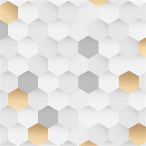 White And Gold Hexagon Pattern Background Vector Premium Image By