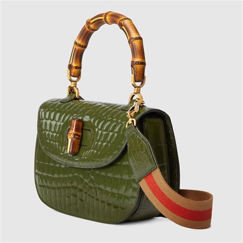 Gucci Bamboo 1947 Crocodile Top Handle Bag In Forest Green Gucci® Us